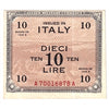 Italy 1943A 10 Lire Note, Pick #M19a, AU