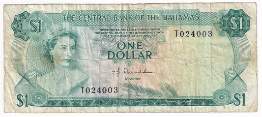 Bahamas 1974 1 Dollar Note, Pick #35a Donaldson, Circ