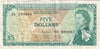 East Caribbean States 1965 5 Dollar Note, Pick #14h, Signature 9, VF