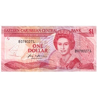 East Carbbean States 1985-88 1 Dollar Note, Pick #17l, VF-EF