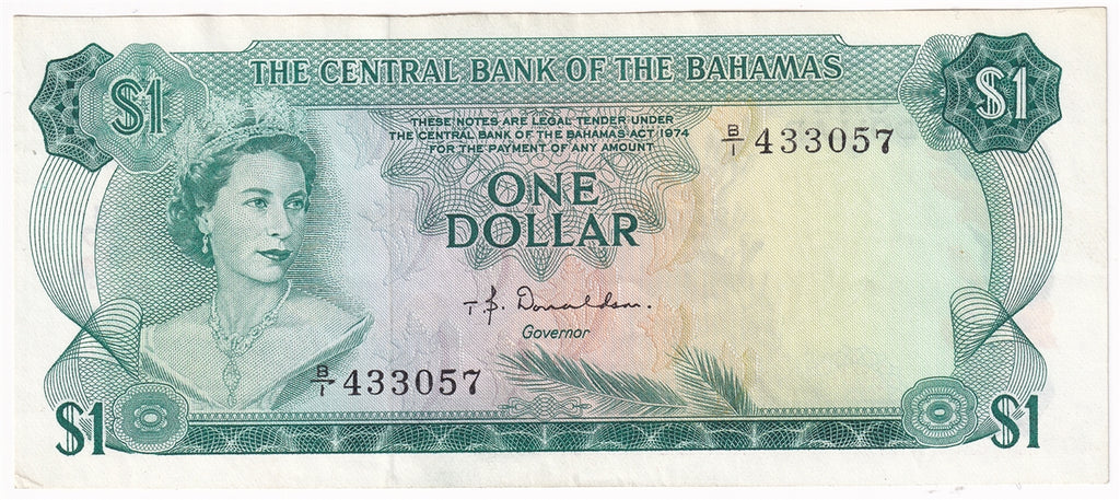 Bahamas 1974 1 Dollar Note, Pick #35a Donaldson, AU