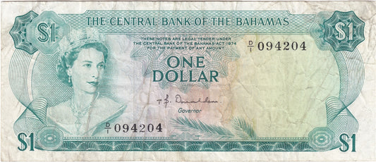 Bahamas 1974 1 Dollar Note, Pick #35a Donaldson, VF