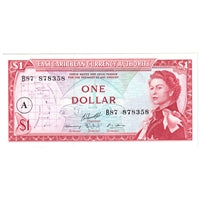 East Caribbean States 1965 1 Dollar Note, Pick #13h, A Overprint, UNC