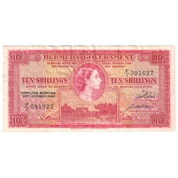 Bermuda 1952 10 Shilling Note, Pick #19a, VF