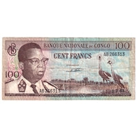 Congo 1962 100 Francs Note, Pick #6a, VF