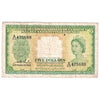 Malaya & British Borneo 1953 5 Dollar Note, Pick #2a F