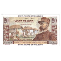 St. Pierre & Miquelon 1950-60 20 Franc Note, Pick #24, EF