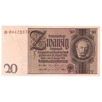 Germany 1929 20 Reichsmark Note, Pick #181b, UNC