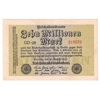 Germany 1923 10,000,000 Mark Note, Pick #106d, AU