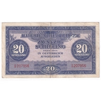 Austria 1944 20 Schilling Note, Pick #107, EF
