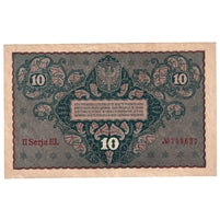Poland 1919 10 Marek Note, Pick #25, EF-AU