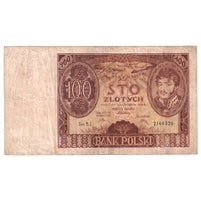 Poland 1934 100 Zlotych Note, Pick #75a, F-VF