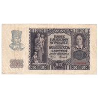 Poland 1940 20 Zlotych Note, Pick #95, VF