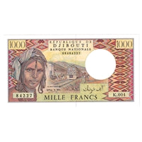 Dijbouti 1988 1,000 Francs Note, Pick #37b, UNC