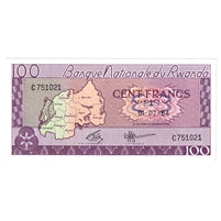 Rwanda 1964 100 Francs Note, Pick #8a, UNC