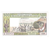 West Africa States 1981 500 Francs Note, Pick #106Ac, AU