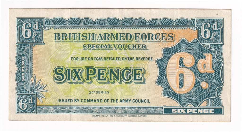 Great Britain 1948 6 Pence Note, Pick #M17a 2nd Series, VF-EF