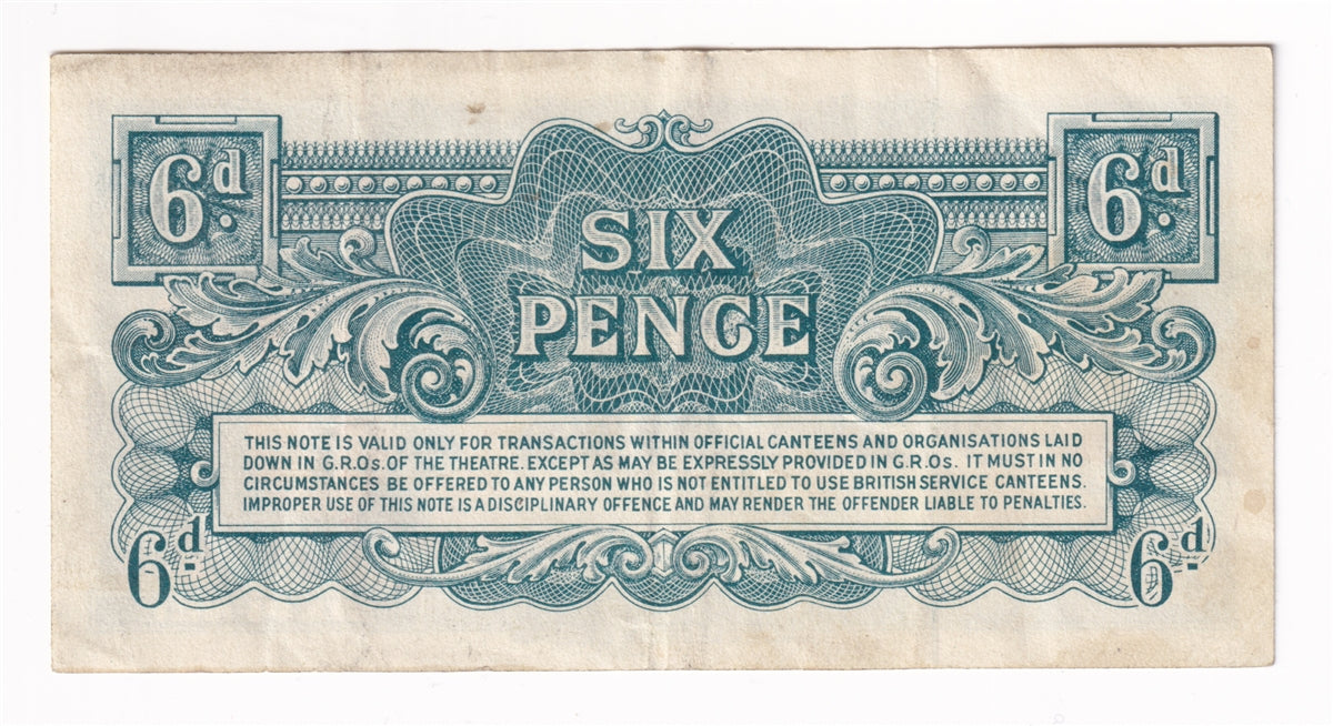 Great Britain 1948 6 Pence Note, Pick #M17a 2nd Series, VF-EF