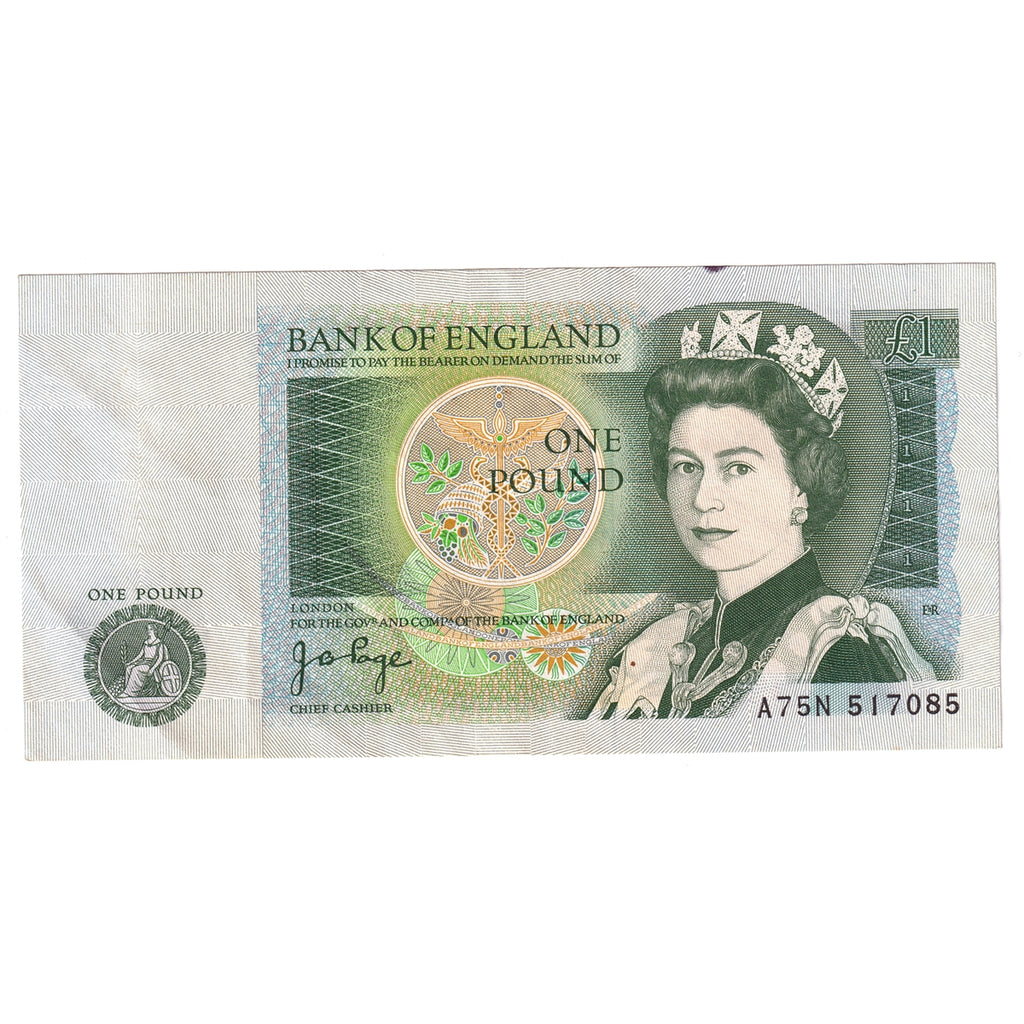 Great Britain 1978 1 Pound Note, BE86b A-N, AU