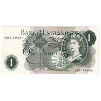 Great Britain 1970 1 Pound Note, BE70c, AU-UNC