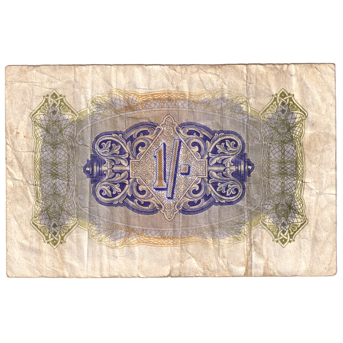 Great Britain 1943 1 Shilling Note, Pick #M2, F-VF (tear)