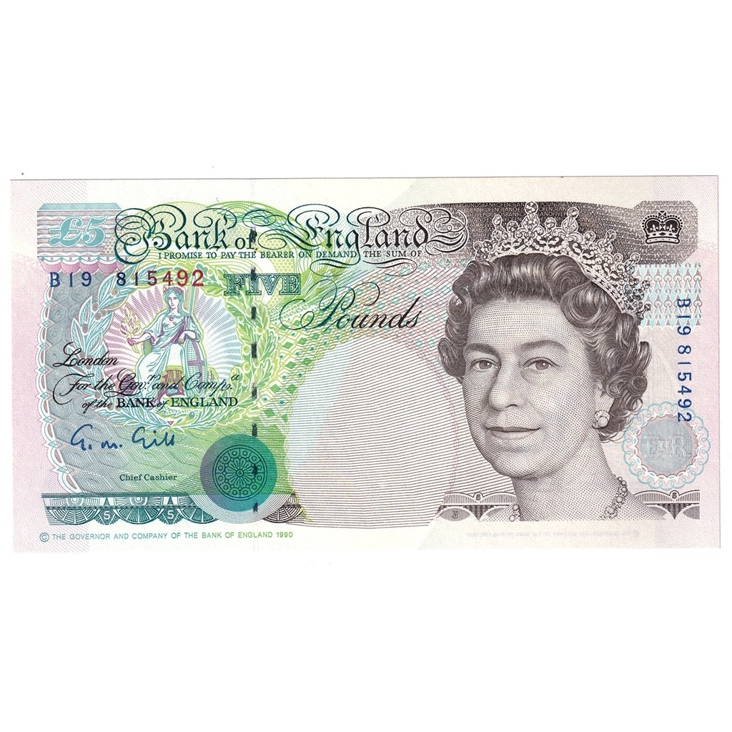 Great Britain 1990 5 Pound Note, BE118c, UNC