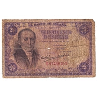 Spain 1946 25 Pesetas Note, Pick #130, Circ