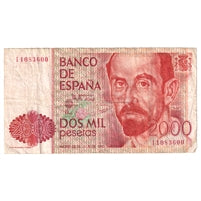 Spain 1980 2,000 Pesetas Note, Pick #159, VF