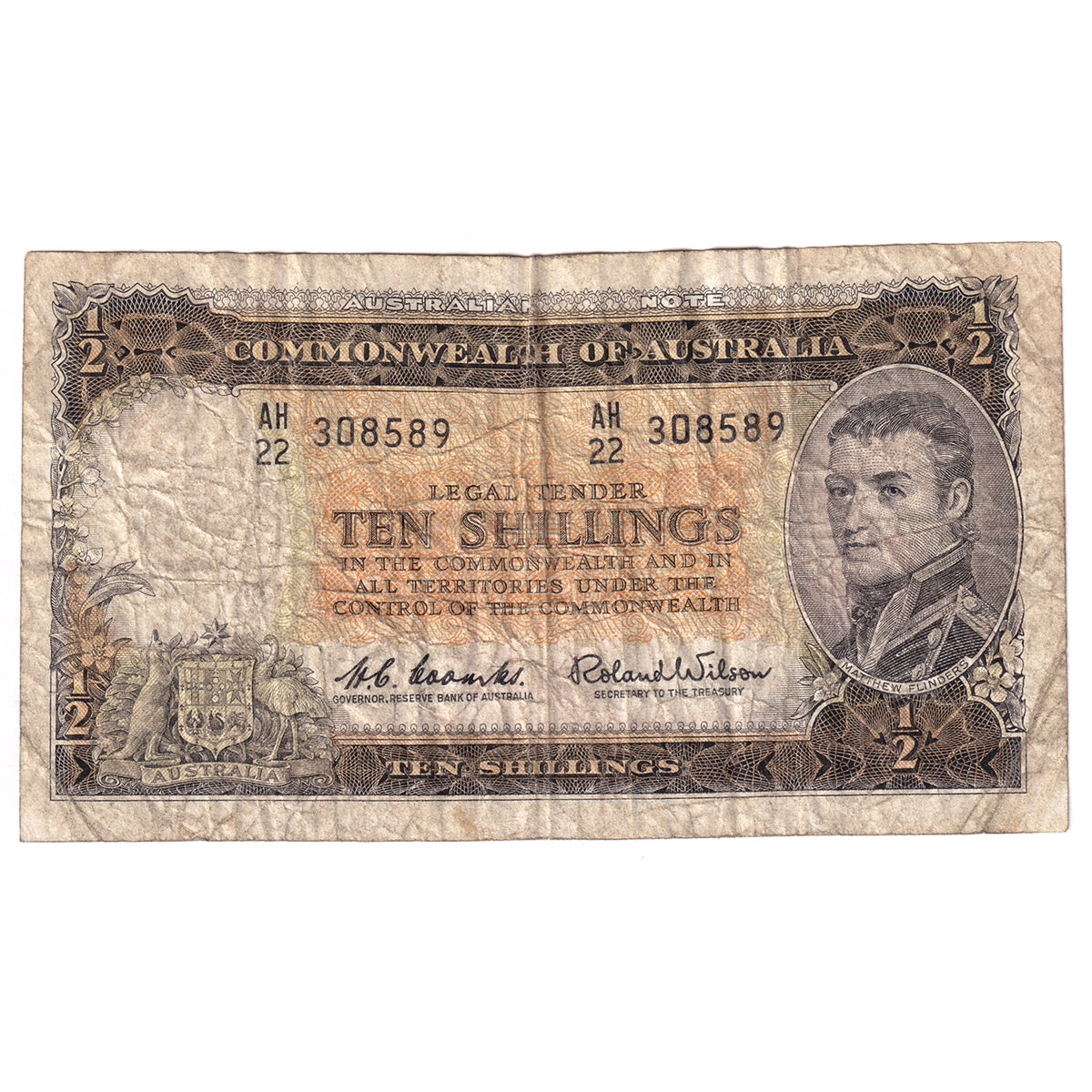 Australia Note 1961-65, 10 Shillings, F-VF
