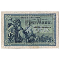 Germany 1904 5 Mark Note, Pick #8b, VF