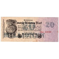 Germany 1923 20 Million Note, Pick #97b, VF