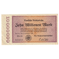 Germany 1923 10 Million Note, Pick #S1014, AU