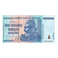 Zimbabwe 2008 100 Trillion Dollar Note, Pick #91, UNC