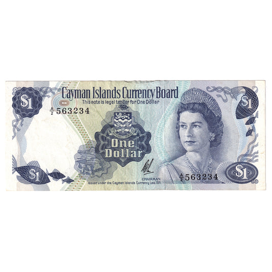 Cayman Islands 1972 1 Dollar Note, Pick #1b, EF