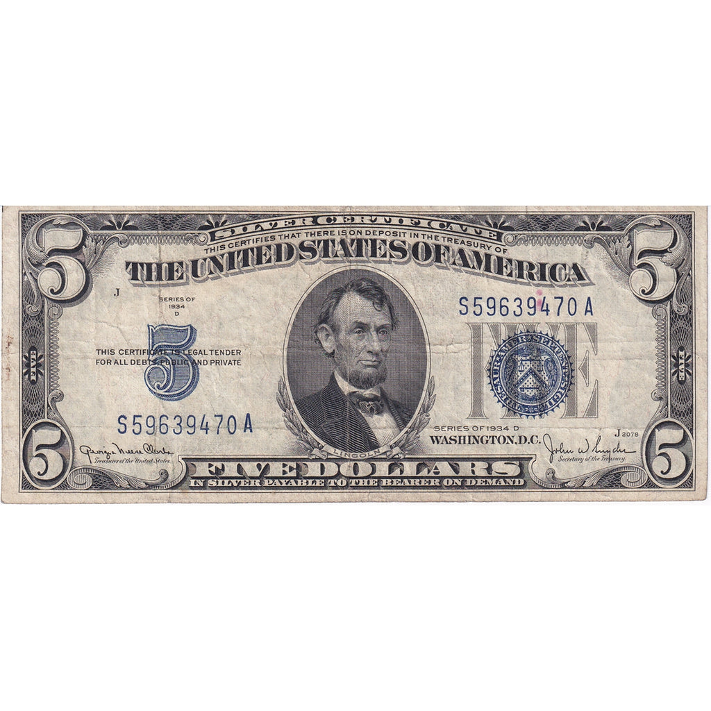 USA 1934 $1 Note, FR #1606, Silver Certificate, Very Fine