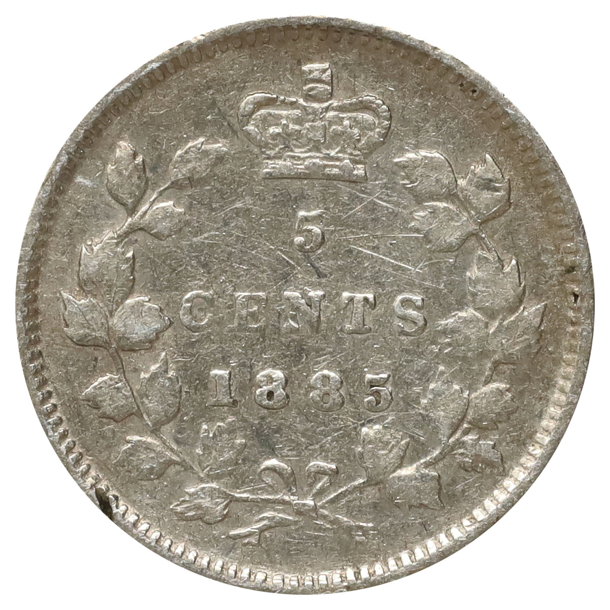 1885 Large 5 Canada 5-cents Very Fine (VF20) Scratched, marks, or impaired