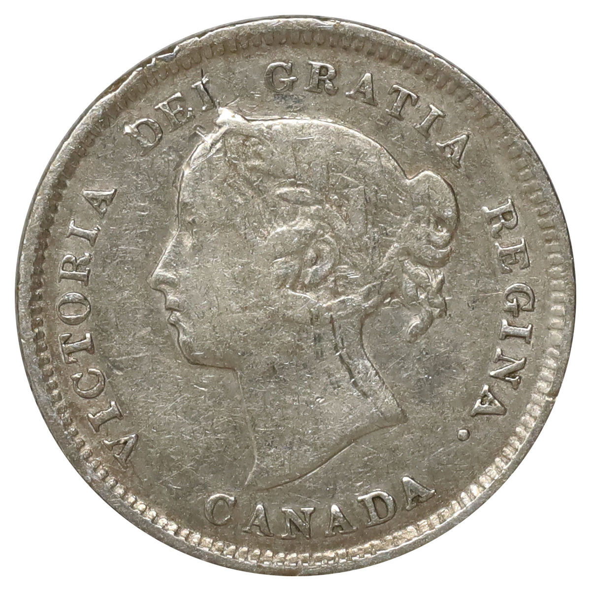 1885 Large 5 Canada 5-cents Very Fine (VF20) Scratched, marks, or impaired