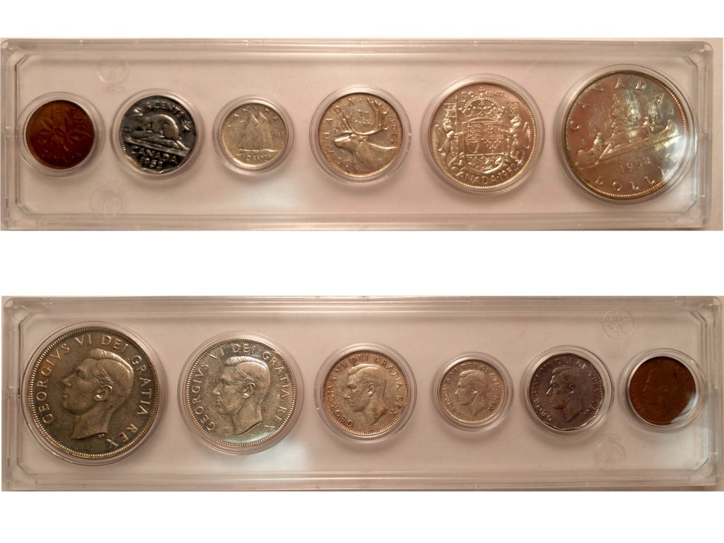 1952 Canada 6-coin Year Set in Snap Lock Case