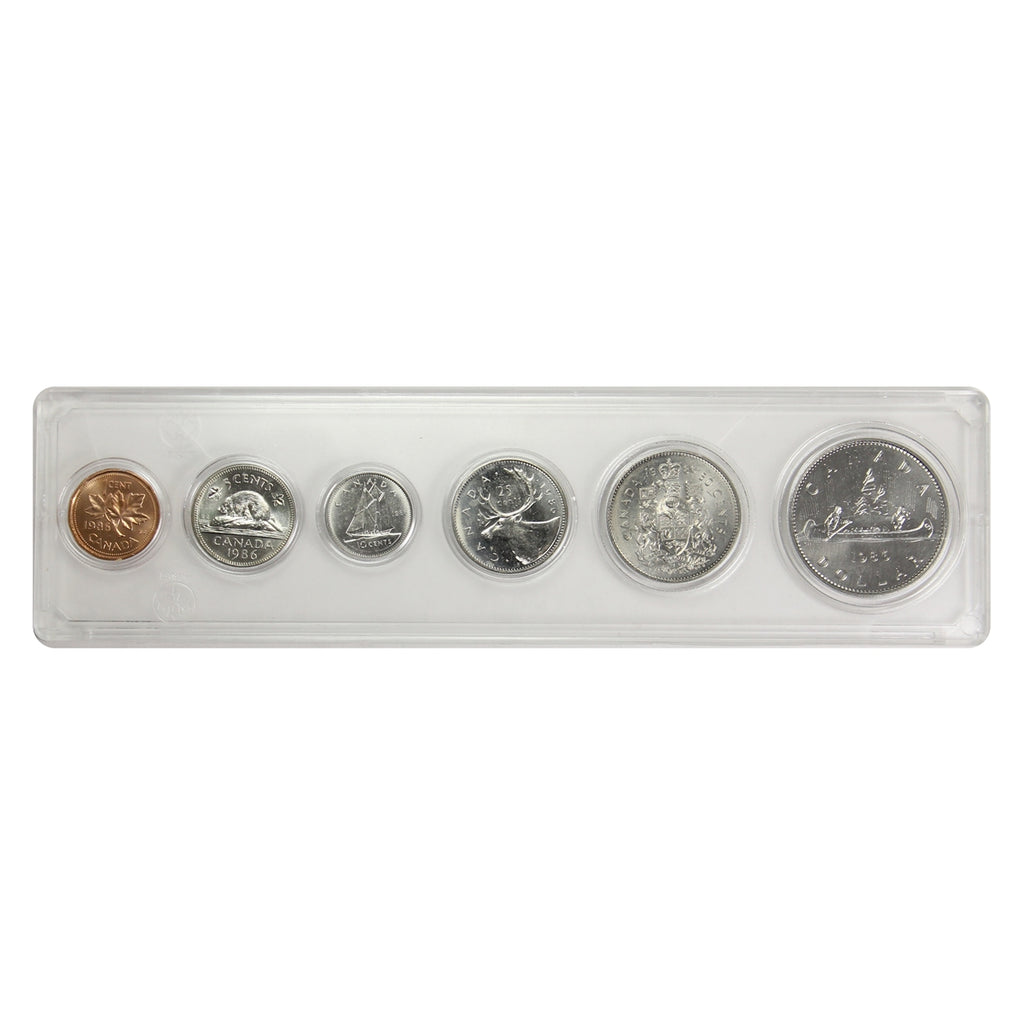 1986 Canada 6-coin Year Set in Snap Lock Case