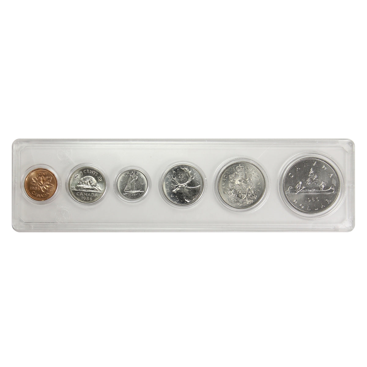 1986 Canada 6-coin Year Set in Snap Lock Case