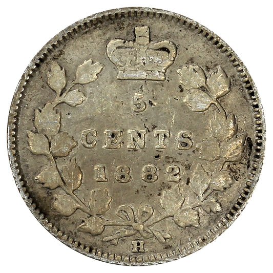 1882H Canada 5-cents Fine (F12) Scratched, Toned, Impaired