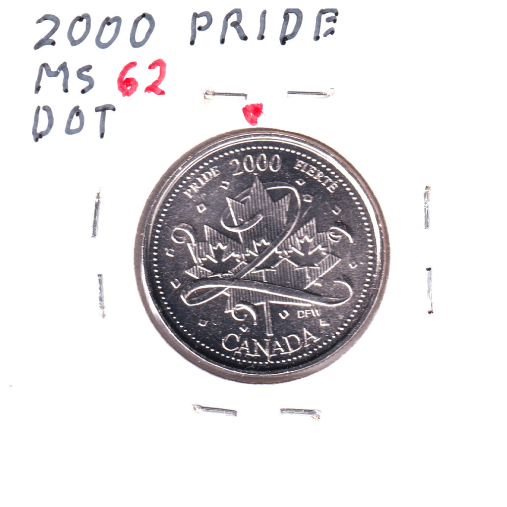 ERROR 2000 Canada Pride 25-cents with Raised Dot below "2000" Date