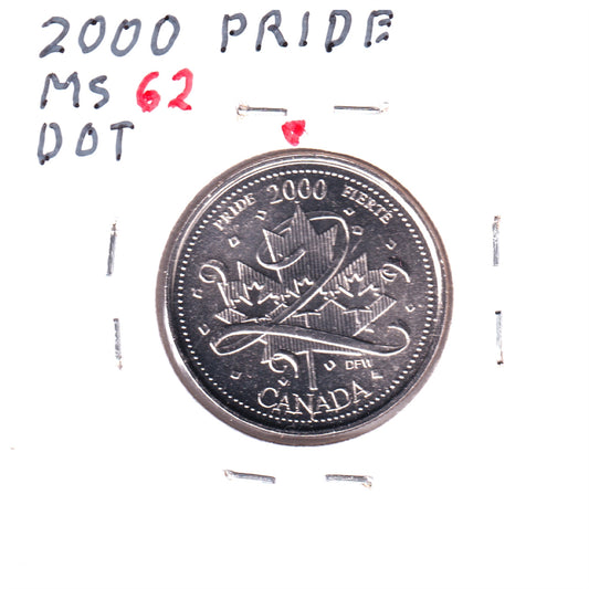 ERROR 2000 Canada Pride 25-cents with Raised Dot below "2000" Date