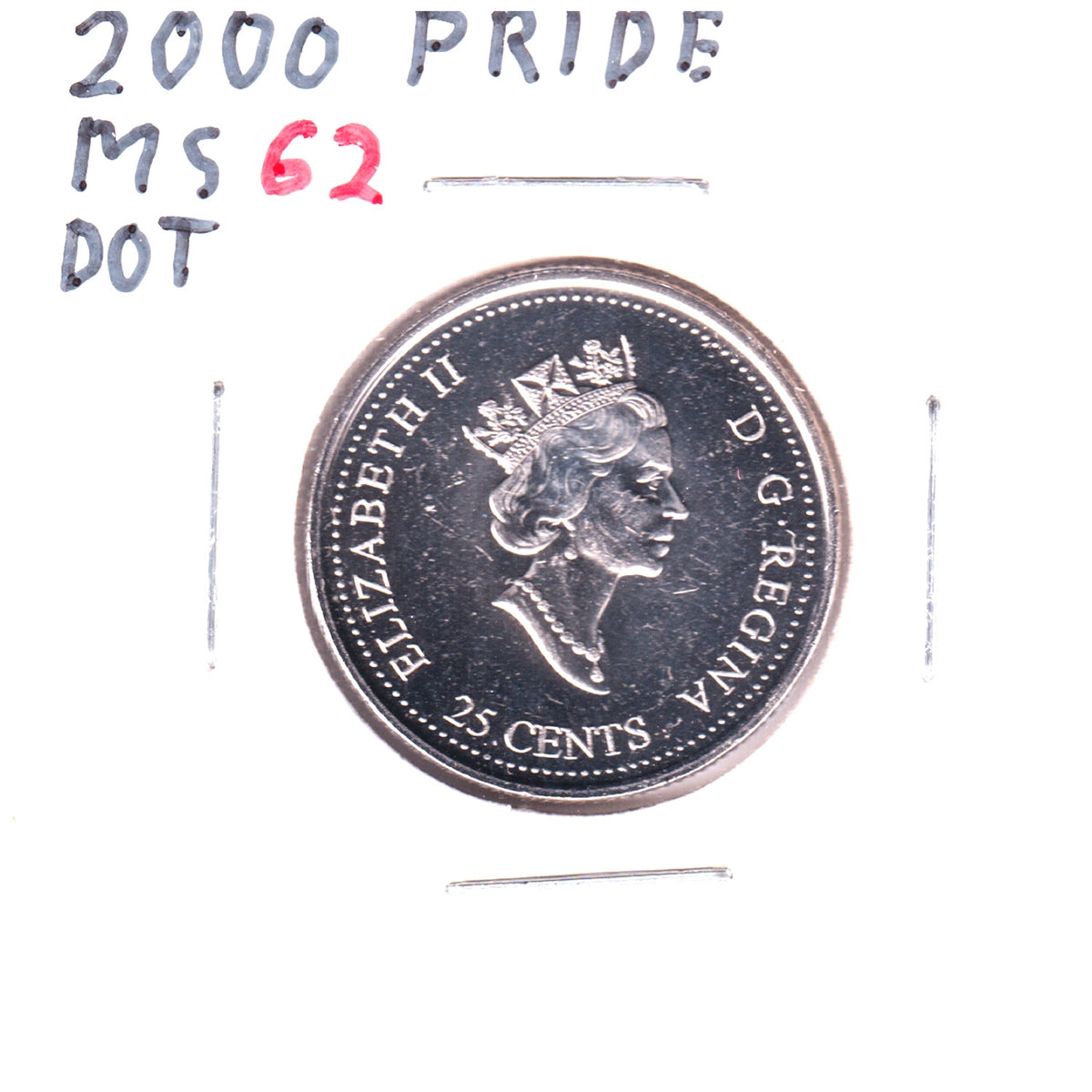 ERROR 2000 Canada Pride 25-cents with Raised Dot below "2000" Date