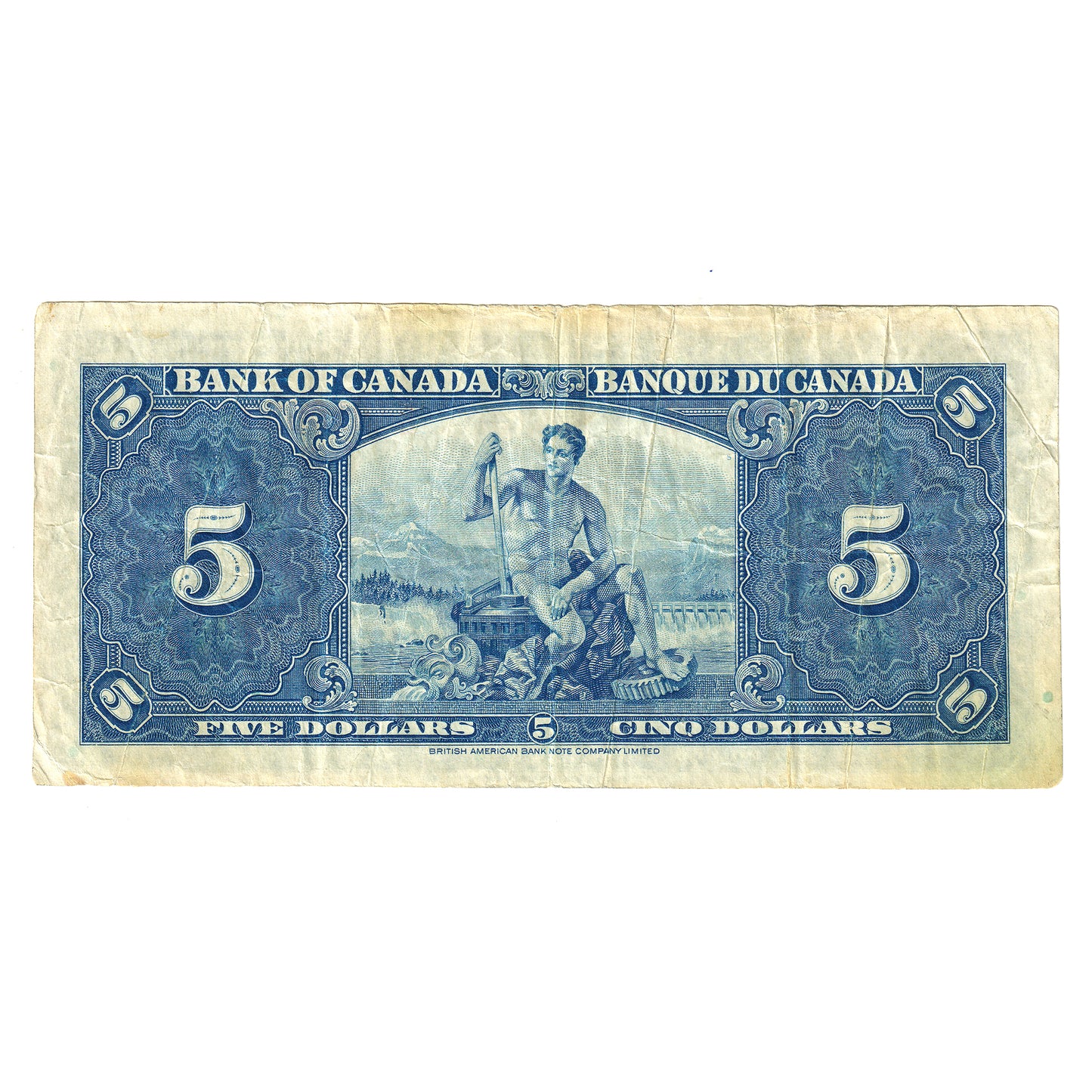 BC-23b 1937 Canada $5 Note, Gordon-Towers, Very Fine (VF20) Stain, tear, or impaired