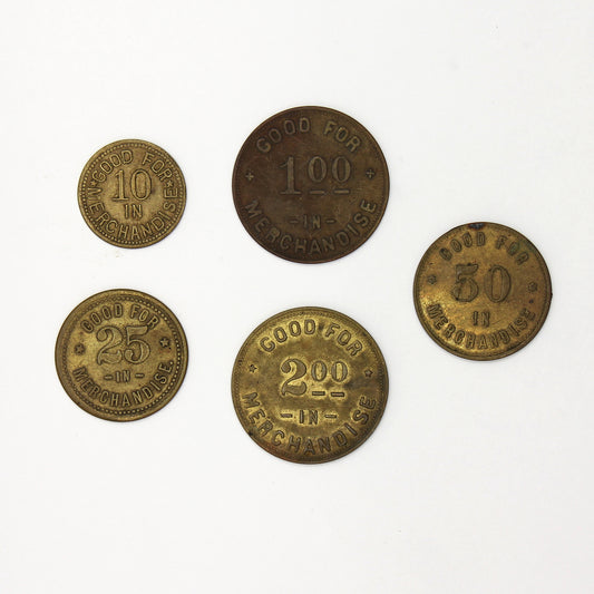 H. Bartholomew, General Merchant, Trade Tokens, 5ct to $2. 6Pcs