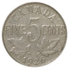 1926 Near 6 Canada 5-cents Fine (F12) Scratched, Cleaned or Impaired