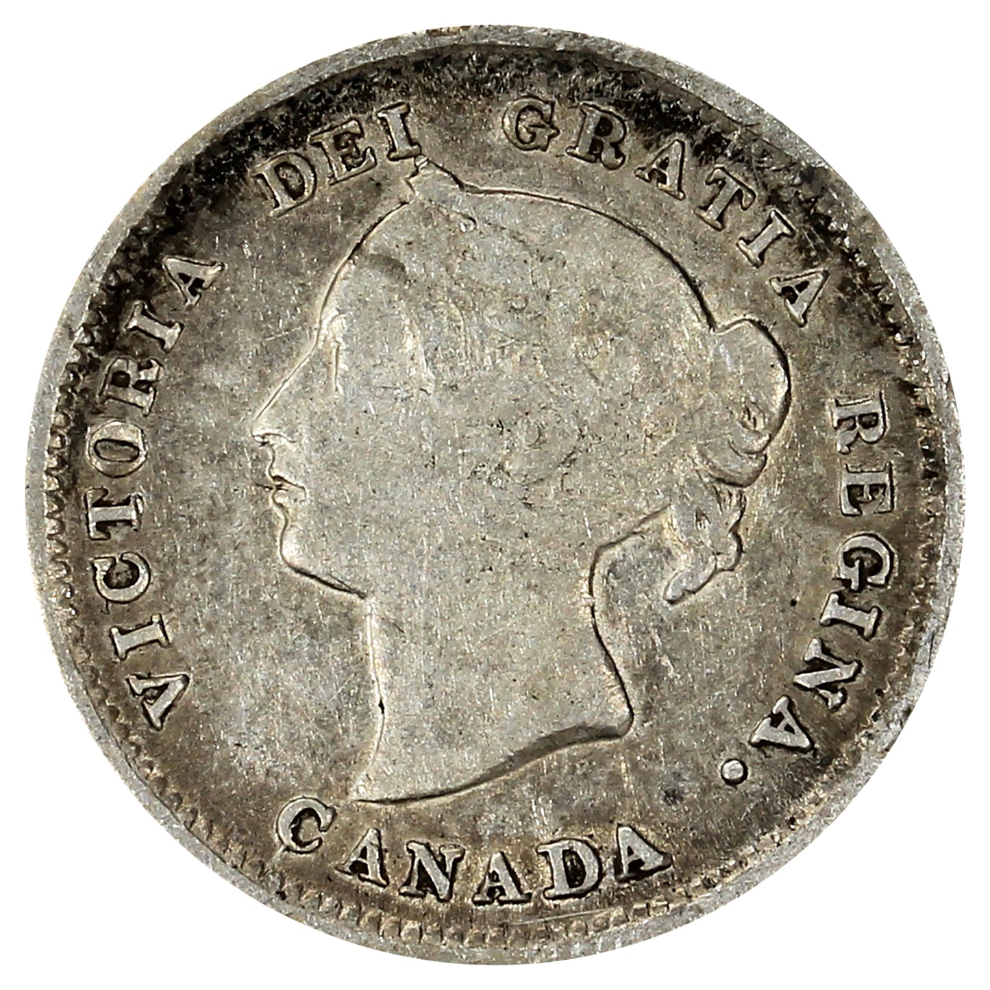 1880H Obv. 3 Canada 5-cents F-VF (F15) Scratched, Cleaned, or Impaired