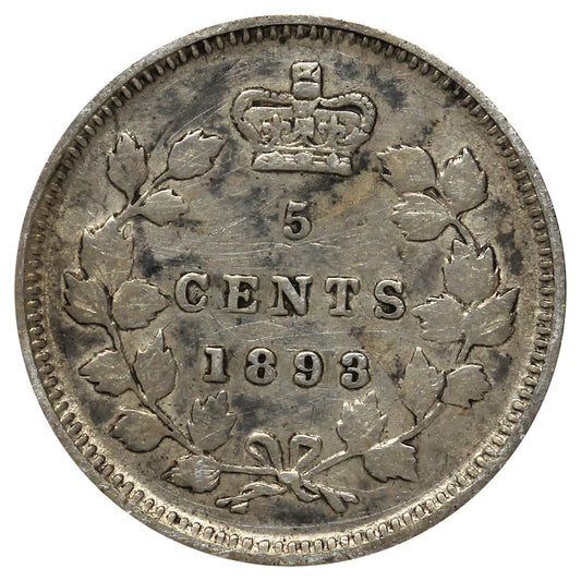 1893 Canada 5-cents VF-EF (VF30) Scratched or Impaired