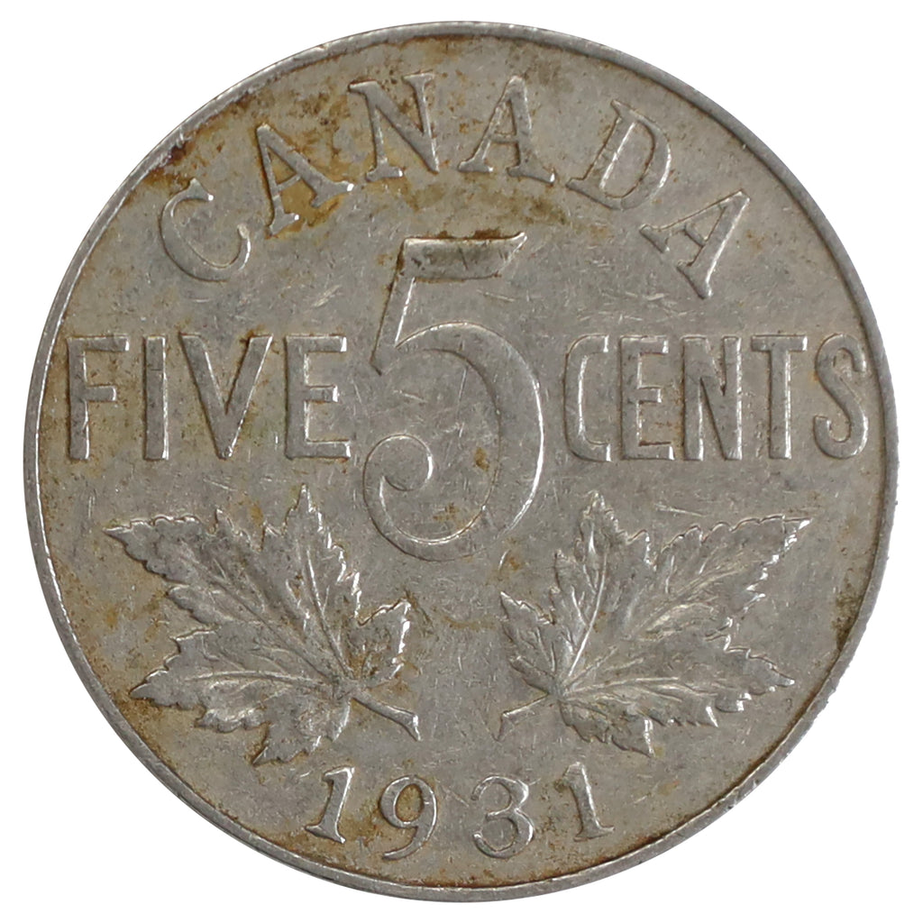 1931 Canada 5-cents Very Fine (VF20) Scratched, nicks, or impaired